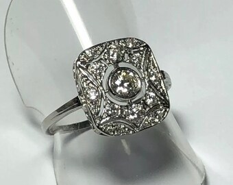 Platin Art Deco inspiriert funkelnder Diamant Ring. Größe N. US Größe 18 cm