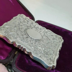 Victorian. Sterling Silver, Card Case, by George Unite. Hallmarked for Birmingham 1887. Mint,condition in Box image 3