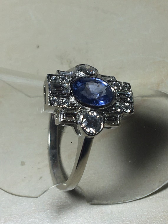 Platinum. Art Deco. Inspired. Natural Sapphire & … - image 5