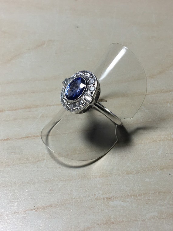 Platinum. Art Deco Inspired, Natural Sapphire & D… - image 5