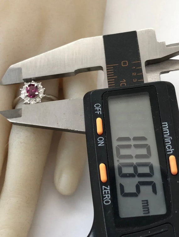 Platinum. Natural Ruby & Sparkling Diamond Ring. … - image 6
