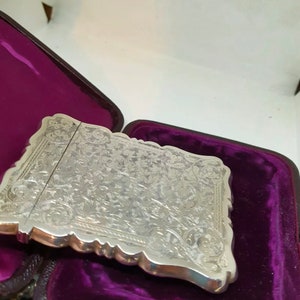 Victorian. Sterling Silver, Card Case, by George Unite. Hallmarked for Birmingham 1887. Mint,condition in Box image 4