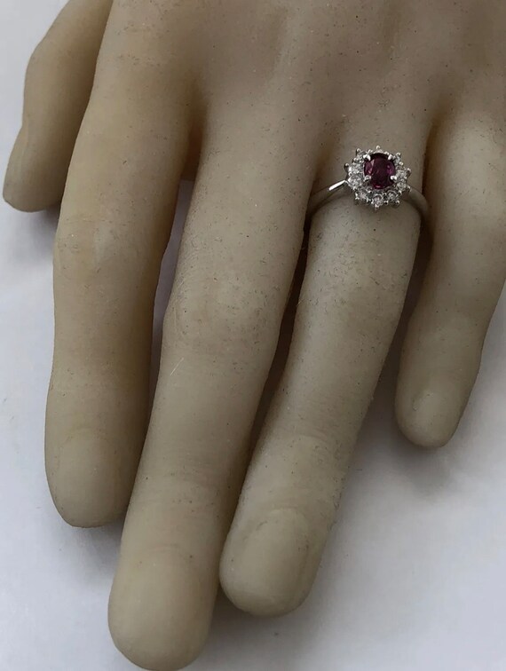 Platinum. Natural Ruby & Sparkling Diamond Ring. … - image 5
