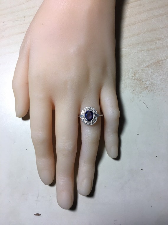 Platinum. Art Deco Inspired, Natural Sapphire & D… - image 7