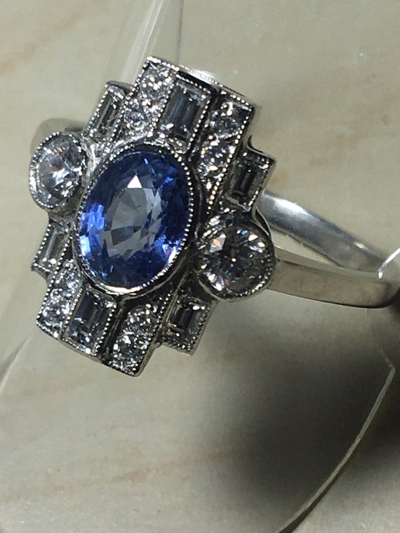 Platinum. Art Deco. Inspired. Natural Sapphire & … - image 1