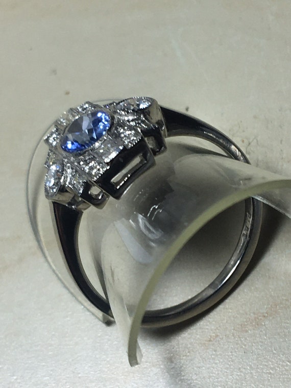 Platinum. Art Deco. Inspired. Natural Sapphire & … - image 6