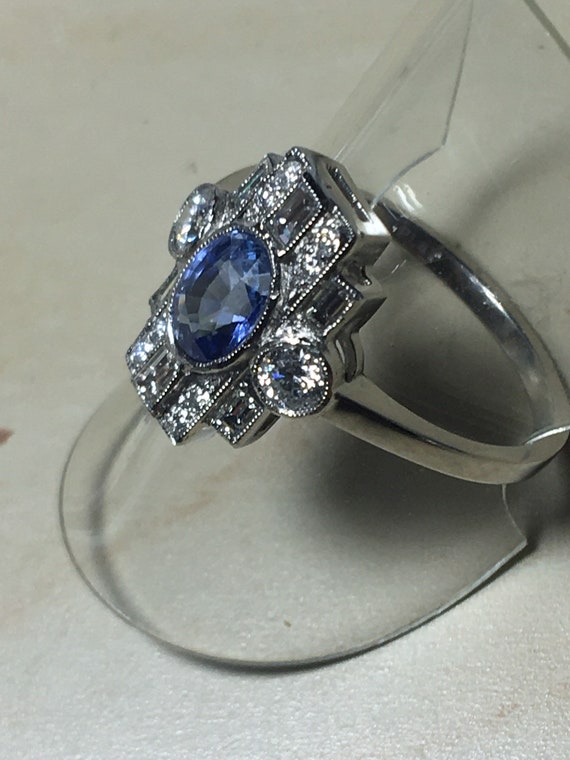 Platinum. Art Deco. Inspired. Natural Sapphire & … - image 4