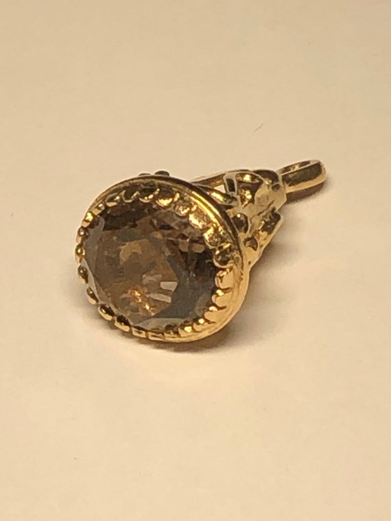 Vintage 9ct Yellow Gold. Smokey Quartz Charm / Fo… - image 1