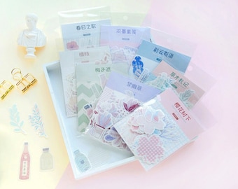 Japanese Style Deco Sticker Pack With Pastel Colours | 60 Deco Sticker Set