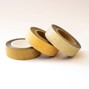 Gold Glitter Washi Tape | 3 Different Shades Gold Washi Tape