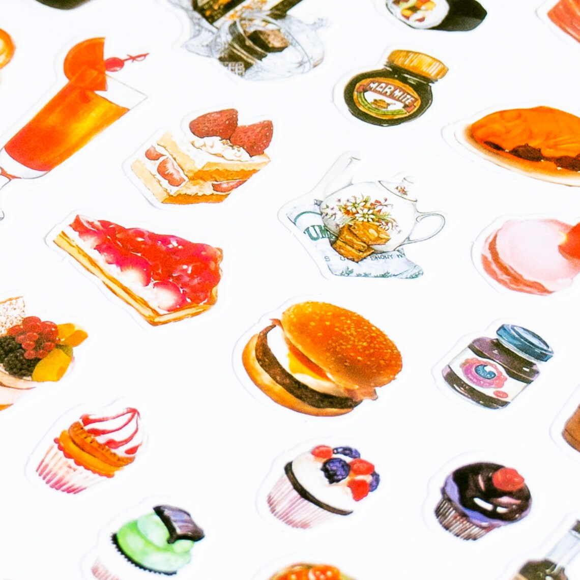 57 Food Deco Stickers With Cocktails Diary Colourful Sticker Etsy