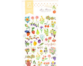 Sticker Sheet With Garden Flowers And Fruit Sheet | Pastel Garden Sticker Sheet