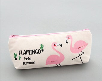 Pencil Case with Elegant Flamingo Design - Perfect Organiser for School Supplies and Art Essentials