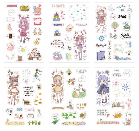 Classic Girl stickers T081 | Kawaii Stickers Set | Adorable Cartoon  Stickers for Journaling