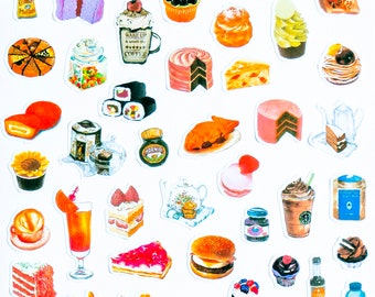 57 stickers déco alimentaire avec cocktails | Ensemble d'autocollants colorés pour agenda | Stickers cocktails | Stickers gâteaux sucrés 14