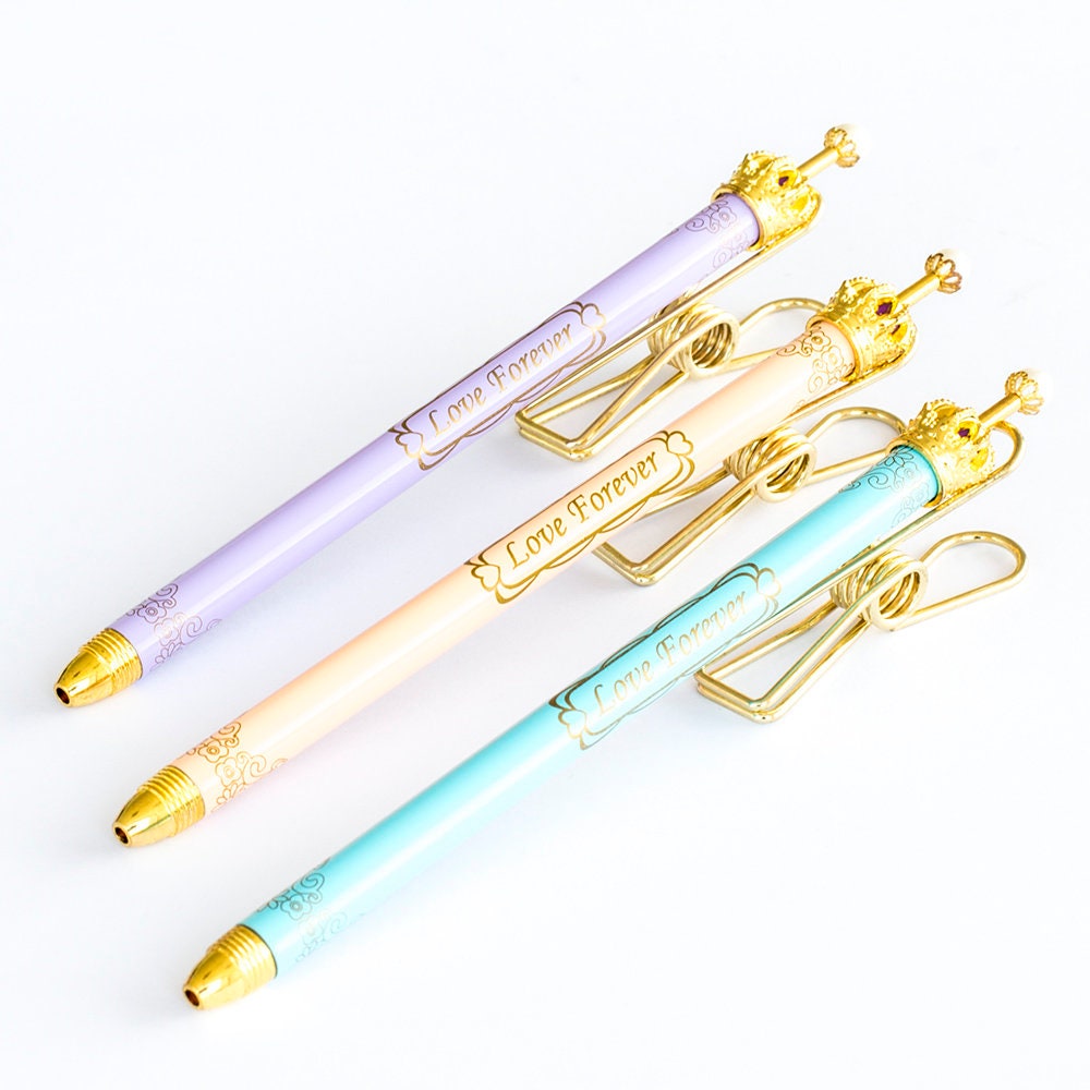 Crown Pens Love Forever | Royal Pens | Pastel Colour Pen | Fashion Pens |  Gold Crown Pens
