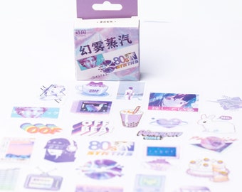 Retro Style Sticker Set | Purple Retro Stickers | 80th Sticker Set