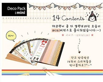 14 Sheet Deco Sticker Set | Deco pack Stickers | Scrapbooking Sticker Set
