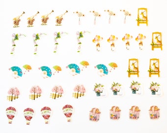 Japanese Sakura Theme Sticker Set | Deco Sticker Pack B5586