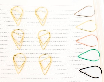 10 Gold Paper Clips | Teardrop Paperclips | Planner Journal Scrapbook Paper Clasp | Folder Accessories School Office Stationery Supply