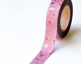 Washi Tape - Glitter Red Heart | Love Heart Washi Tape | Glitter Red Washi Tape