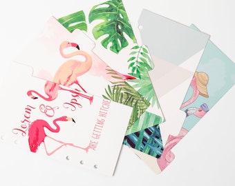 A6 Diary with Flamingo Design & 5 Part Dividers in Vibrant Colors - Each Page Offers a Unique Design for Creative Journaling