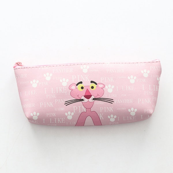 Vibrant Pink Pencil Case Featuring Iconic Pink Panther Design - Essential Organizer for Creative Minds