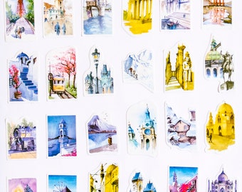 Deco Travel Stickers With Famous Landmarks | Set 23