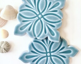 coasters tile ceramic periwinkle beach coastal floral