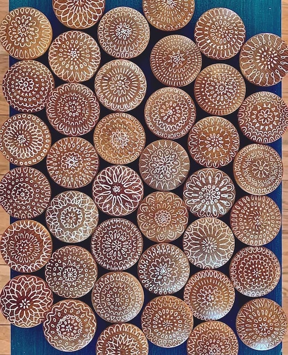 Hand-painted Mandala Wood Knobs: Boho Dresser Drawer Pulls - Etsy