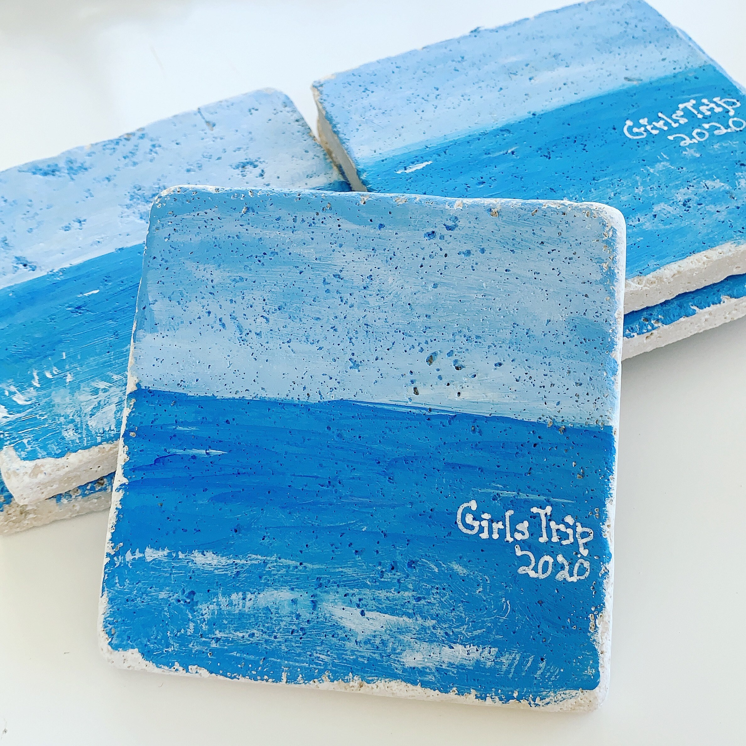 Personalized Ocean stone coasters with any beach town or name Etsy