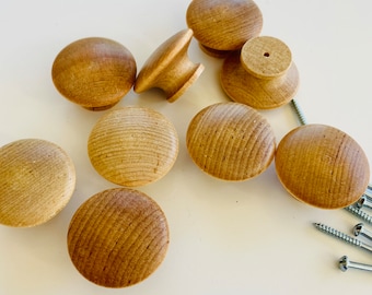 Birch Wood Cabinet Knob: Natural Wood Finish, 1.5" Diameter