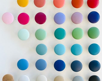 Solid color knobs or drawer pulls, for kitchens, bathrooms, nursery, kids rooms. 1.5" or 2” 32 colors of the rainbow!