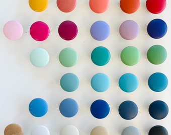 Solid color knobs or drawer pulls, for kitchens, bathrooms, nursery, kids rooms. 1.5&quot; or 2” 32 colors of the rainbow!