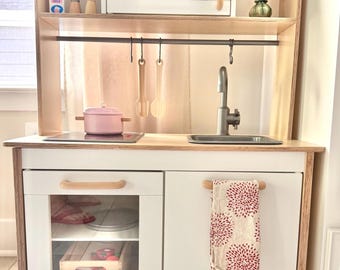 Modern solid wood knobs and handles for IKEA Duktig kitchen on natural wood or 30 colors
