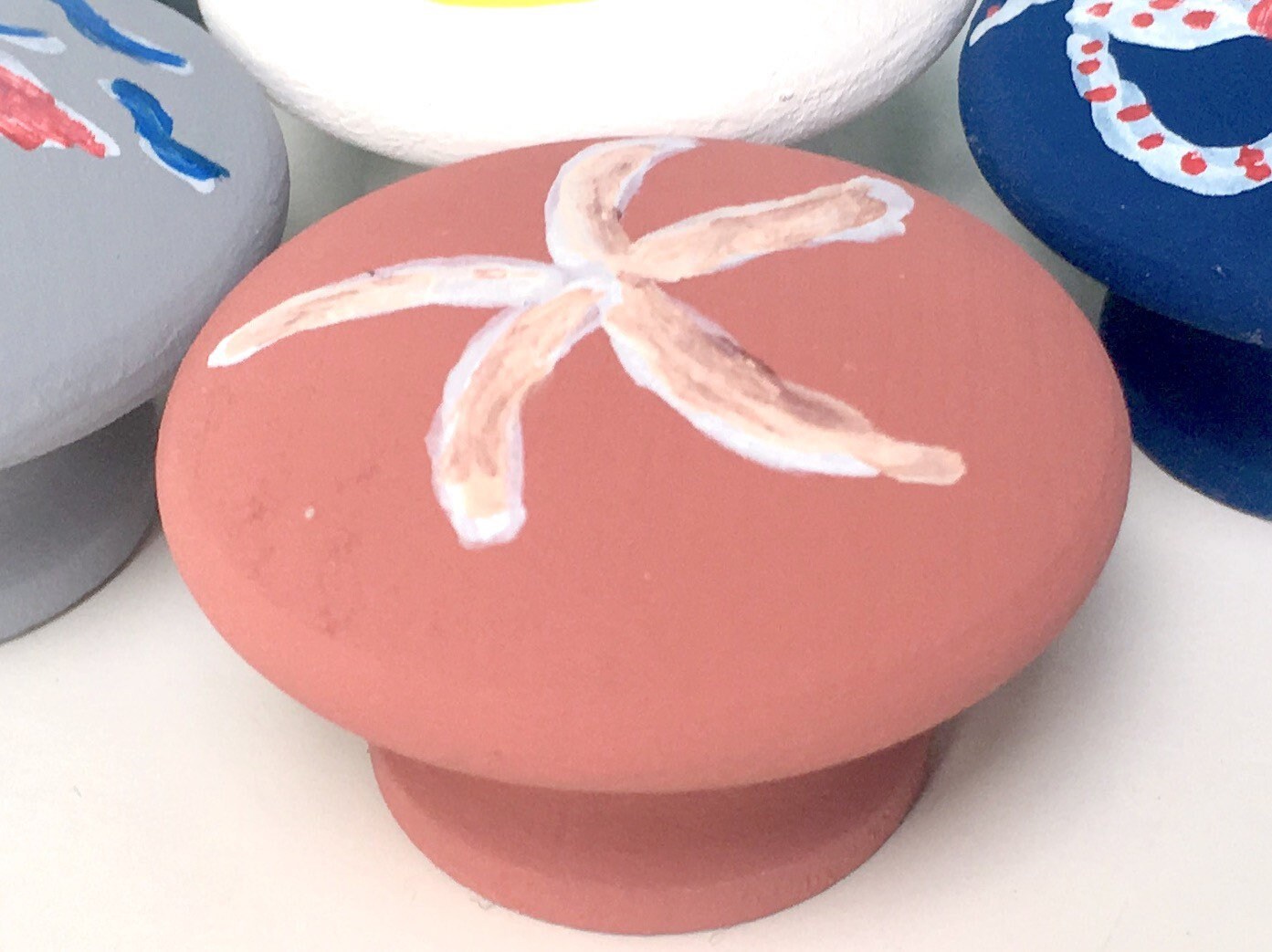 Beach knobs pulls Nautical coastal. Sailboat starfish Etsy