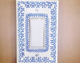 Handpainted Boho Light Switch Cover: Custom Colors, Metal Plate