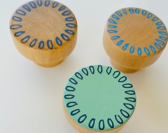 Hand Painted modern Wood Knobs: Boho Chic Designs