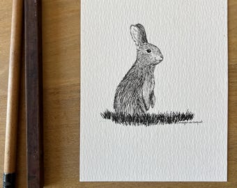 Gravurillustration – Unikat – Kaninchen