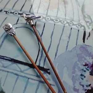 1/12 Scale Dollhouse Pair of Bird Themed Walking Canes Sticks