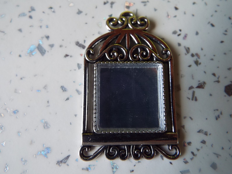 1 12th Scale Dollhouse Silver Effect Bird Cage Framed Mirror Silver Effect Bird Cage Framed Mirror