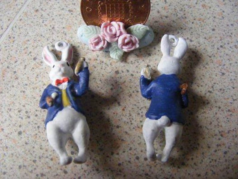 112 Scale Hand Painted White Rabbit Toy