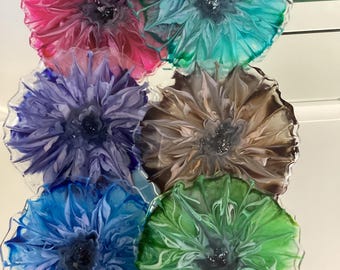 Handcrafted resin flower bloom coasters handmade