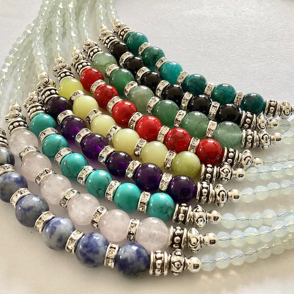 Semi precious gemstone choker necklace statement beaded handmade fashion necklace