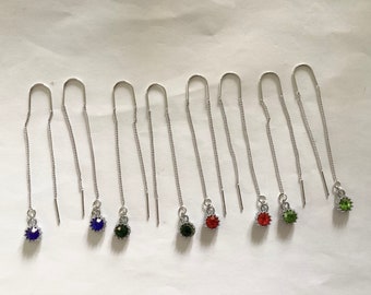 Long thread through hypoallergenic earrings dangle earrings