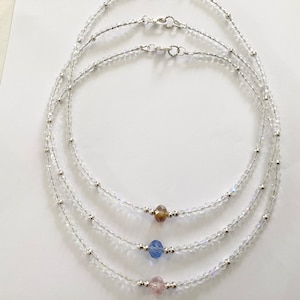 Clear crystal glass choker necklace  sparkly statement beaded handmade fashion necklace