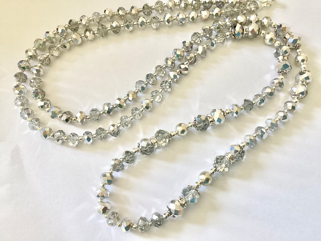 Envy Long Silver Necklace with White Glass main image 1
