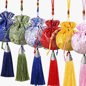 Silk brocade drawstring jewellery pouch rosary purse fabric pouch coin purse