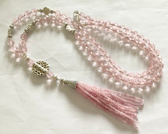Long Pink Necklace - Etsy UK