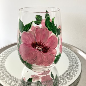 Stemless wine glass hand painted stemless large wine glass large glass tumbler Unique gift
